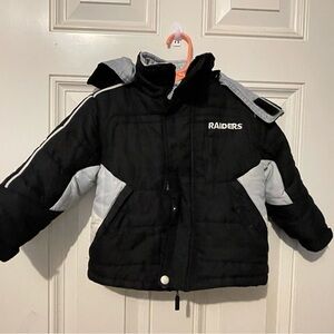 Toddlers Raiders nfl Black and Gray Puffer Jacket